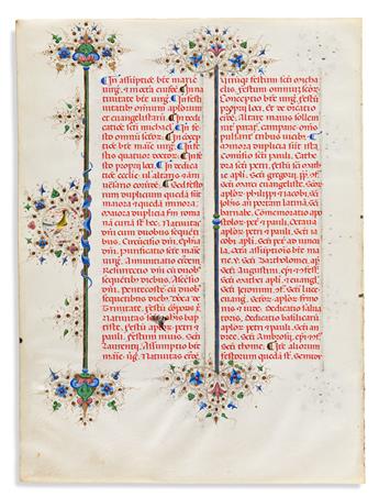 Illuminated Manuscript Leaves, Seven Examples.